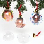 Grandes boules transparentes pour photos - lot de 4crez votre propre cadre photodcorations pour sapin ...