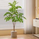 Grande branche de ficus artificiel 140 cm ? plante verte banyan r�aliste en plastique ? d�co maison salon ...