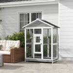 Grande cage oiseau voli�re � oiseaux int�rieur exterieur 4 perchoirs bac � liti�re coulissant 112 x 68 ...