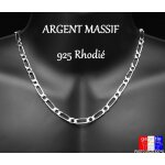 Grande chaine pour homme en argent 925 massif rhodi longue 60cmmaille epaisse large de 6mm figaro alterne ...