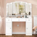 Grande coiffeuse avec station de recharge coiffeuse avec 3 tiroirs et 2 armoires cadeaux de no�l 100x40x145cmb ...