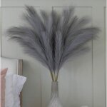 Grande herbe de pampa gris faux 5 tiges extra moelleux faux 70cm bouquet de fleurs plume salon home decor ...