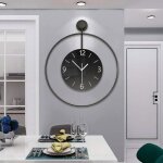 Grande horloge murale 60 cm en mtal sans bruit de tic - tac silencieuse ronde numrique moderne grand ...