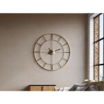 Grande horloge murale en mtal - d. 110 cm - dor - ashland