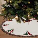 Grande jupe sapin de nol122cm jupe darbre laine lourde 3d tricot avec pompon crochet tapis de jupe ...