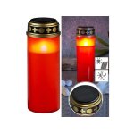 Lumi�re fun�raire - pearl - grande lanterne solaire - led effet flamme - rouge - r�sistante aux intemp�ries ...