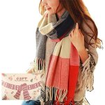 Grande taille femme homme echarpe hiver chaud en cachemire imitation carreaux doux �charpe �pais pull ...