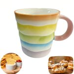 Grande tasse � caf� latte 420 ml jolie tasse en c�ramique peinte � la mainmotif arc - en - cielid�ale ...
