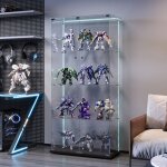 Grande vitrine en verre - 163 cm 2 porte - 4 niveaux avec �clairage led rgb et serrures - argentier pour ...