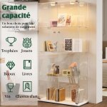 Grande vitrine en verre - 163 cm double porte - 4 niveaux avec Éclairage led rgb et serrures - argentier ... Grande vitrine en verre - 163 cm double porte - 4 niveaux avec Éclairage led rgb et serrures - argentier ...