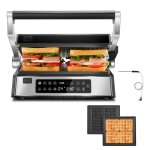 Gril de contact multifonctionnel 4 en 1 - 2200w - grille gaufrier sandwichmaker avec 4 plaques - lcd ...