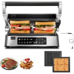 Gril de contact multifonctionnel - twinbird - 4 en 1 - 2200w - plaques amovibles - ouverture � 180�