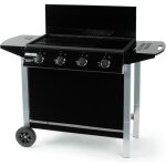 Grill garden barbecue  gaz - 4 bruleurs avec couvercle - 14 kw - surface de cuisson l76 x l41 cm - noir ...