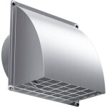 Grille a�ration hg power 150mm inox sortie murale anti - retour argent�