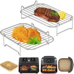 Grille pour air fryer 2pcs accessoires empilables acier inoxydable pour double airfryer 76l?10l ? compatible ...