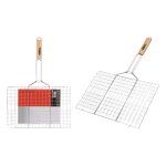 Grille barbecue en m�tal chrom� avec manche en bois - bbq