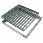 Grille caillebotis en acier galvanise 40x40cm avec cadre pour caniveau de drainage collecte et vacuation ...