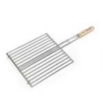 Grille double rectangulaire barbecook - 36 x 34 cm - manche en bois arrondi
