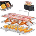 Grille pour friteuse à air multifonction trois couche empilable compatible avec ninja friteuse support ... Grille pour friteuse à air multifonction trois couche empilable compatible avec ninja friteuse support ...