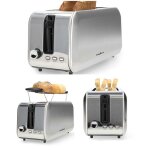 Grille - pain - inox - 1450w - 2 fentes extra longues - 7 niveaux de dorage - fonction d�givrage