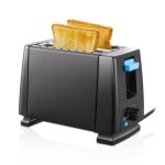 Grille pain 2 fentes extra larges et longues 650w grille pain noir toaster petit electromenager pour ...