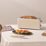 Grille - pain - toast retro - fentes larges - 1500w - blanc cass - style rtro