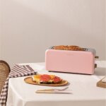 Grille - pain - toast retro - fentes larges - 1500w - rose pastel - style rtro