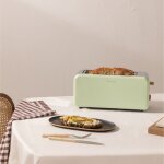 Grille - pain - toast retro - fentes larges - 1500w - vert pastel - style rtro