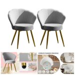 Gris 2pcs fauteuil en velours ave dossier  coquillage chaise relax de salon et chambre fauteuil de cuisine ...