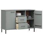 Gris buffet de rangement - solomoon - commode salon - avec pieds en m�tal gris 113x40x77 cm - bois massif ...