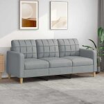 Gris canap� pour 3 places - keethe - sofa fixe - 2?ans garantie - gris clair 180 cm - tissu ll249