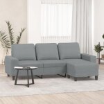 Gris canap� pour 3 places - keethe - sofa fixe - 2?ans garantie - avec repose - pieds - gris clair 180 ...