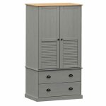 Gris garde - robe clarence armoire penderie pour chambre vigo gris 90x55x170 cm bois massif de pin lv1508 ...