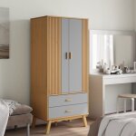 Gris garde - robe jills armoire penderie pour chambre olden gris et marron 765x53x172 cm bois massif ...