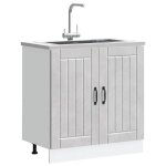Gris meuble bas pour �vier - mango - armoire sous lavabo - lucca gris b�ton bois ing�nierie fr1001