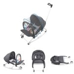 Gris transat compact pliable pour b�b� avec poign� arche de jeux et t�ti�re position fixe ou balancelle ...