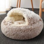 Grotte pour chat chiot et chien petite et moyenne taille - igloo pour chat apaisant chaud et marron#plush ...