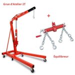 Grue datelier - eberth - 2000kg - flche rglable - mobilit avec 6 roulettes - pliable