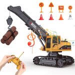 Grue t�l�command�e 6 canaux avec crochet m�tal - v�hicule de chantier r�aliste cadeaux danniversaire ...