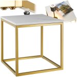 Gueridon - tectake - table dappoint en marbre alysia carr�e avec pieds r�glables en hauteur - blanc / ...