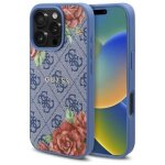 Guess 4g flower printed hardcase with magsafe for iphone 16 pro 6. 3 blue - guhmp16lp4ropemcb