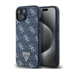 Guess 4g triangle metal logo - coque pour iphone 15 plus (bleu)