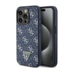 Guess 4g triangle metal logo - coque pour iphone 15 pro (bleu)