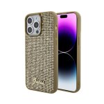 Coque guess disco metal script pour iphone 15 pro max - gold