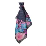 Guess �charpe bleu fonc� rose pour femme - foulard 120x120 navy multi 290618