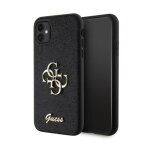 Guess glitter script big 4g - coque iphone 11 (noir)