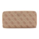 Guess porte - monnaie brun clair marron pour femme - brenton slg large zip around wallet l latte logo ...