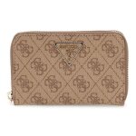 Guess porte - monnaie brun clair marron pour femme - laurel ii slg medium zip around wallet latte logo ...