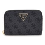 Guess porte - monnaie gris fonc� noir pour femme - laurel ii slg medium zip around wallet coal logo 313235 ...