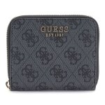 Guess porte - monnaie gris fonc� noir pour femme - laurel ii slg small zip around wallet coal logo 310006 ...